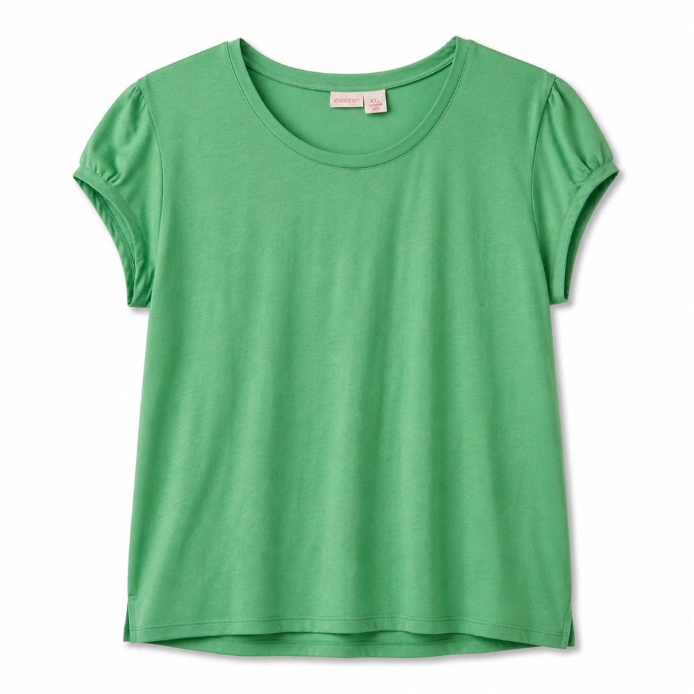 Green Cap Sleeve Tee‎ Womens XXL Basic Minimalist Casual Soft Top